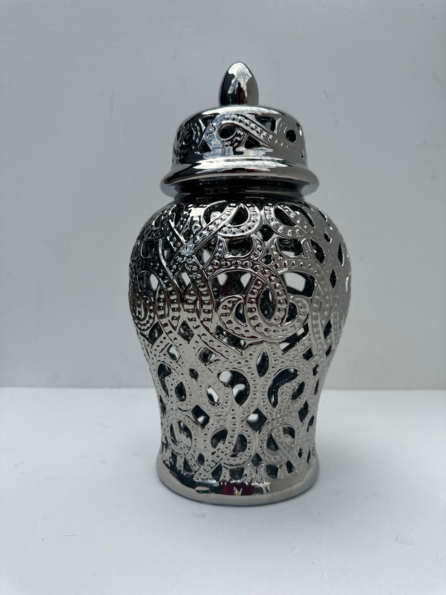 Silver perforated ginger jar (Large)