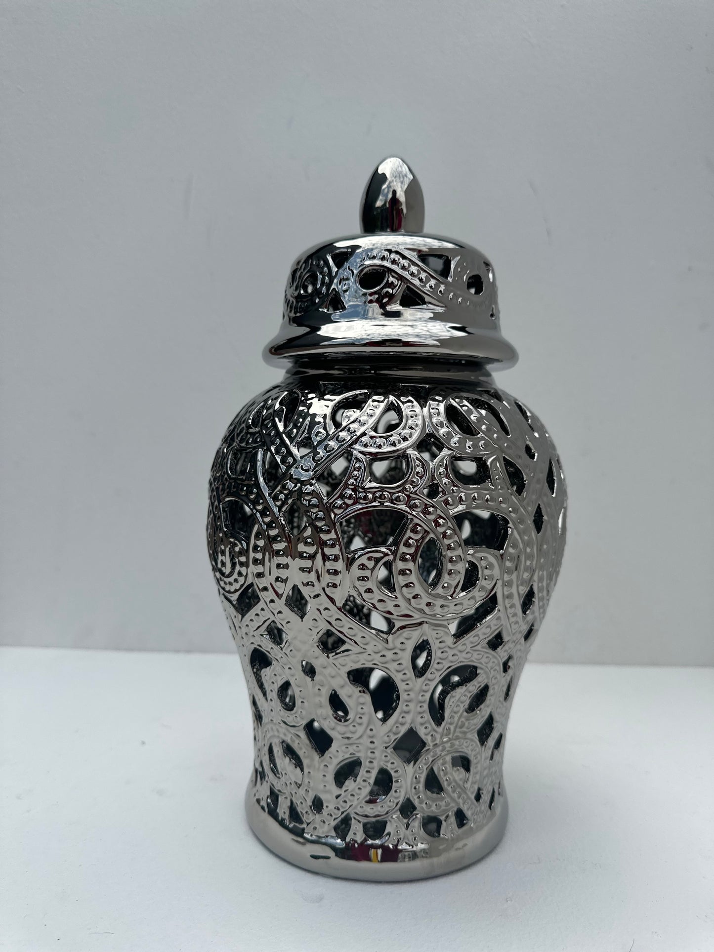 Silver perforated ginger jar (Large)