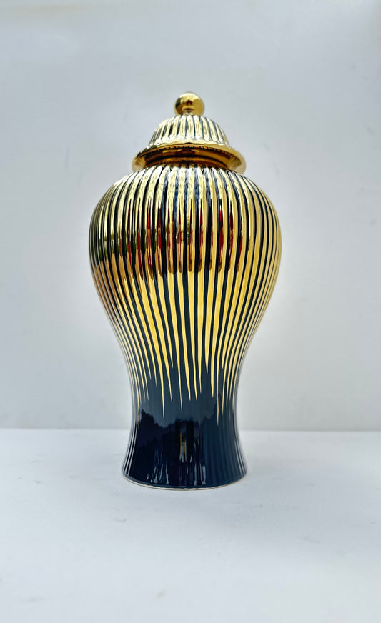 Black with gold stripes ginger jars (Large)